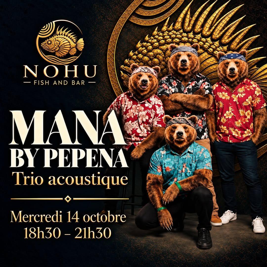 Affiche de la soirée Mana by Pepena, trio acoustique au NOHU